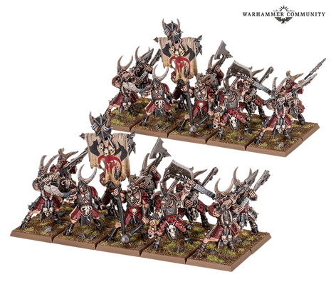 Dit is een afbeelding van het miniatuur Bestigor herd - beastmen brayherds: voor het spel Warhammer, te koop bij Tabletop Miniature Wargames spellenwinkel Speldorado in delft