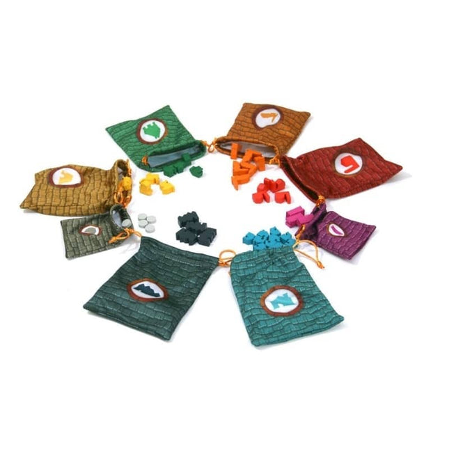 Dit is een foto van het spel Tiny Towns luxe set gebouwenzakjes te koop bij Speldorado Spellenwinkel Delft