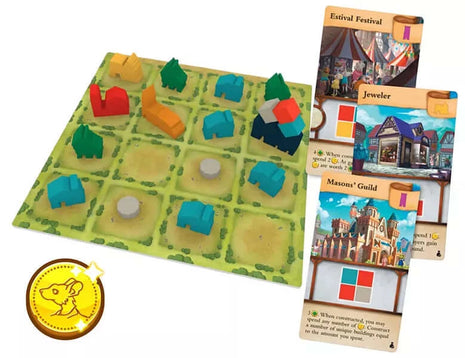 Dit is een foto van het spel Tiny Towns Voorspoed te koop bij Speldorado Spellenwinkel Delft