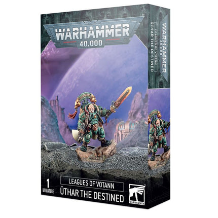 Dit is een afbeelding van het miniatuur Uthar The Destined - Leagues of Votann voor het spel Warhammer, te koop bij Tabletop Miniature Wargames spellenwinkel Speldorado in delft
