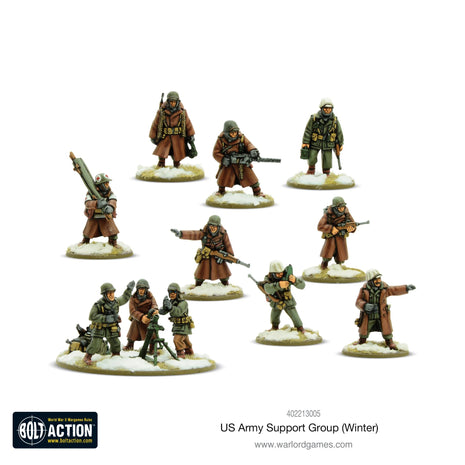 Dit is een foto van het spel US Army (Winter) Support Group (HQ, Mortar & MMG) te koop bij Speldorado Spellenwinkel Delft