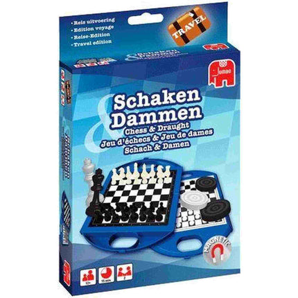 Dit is een foto van het spel Schaken & Dammen Compact te koop bij Speldorado Spellenwinkel Delft