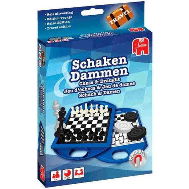 Dit is een foto van het spel Schaken & Dammen Compact te koop bij Speldorado Spellenwinkel Delft