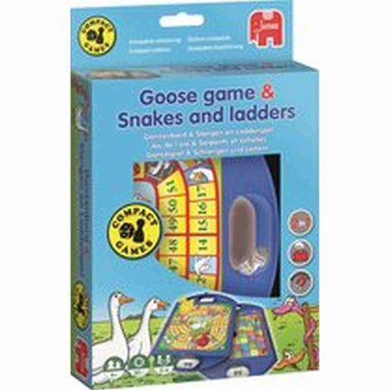 Dit is een foto van het spel Ganzenbord & Slangen En Ladders Compact te koop bij Speldorado Spellenwinkel Delft