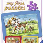 Dit is een foto van het spel Mijn dierenvriendjes - My first puzzles (3 x 6 stukjes) te koop bij Speldorado Spellenwinkel Delft