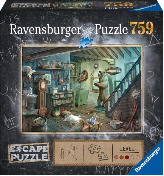 Dit is een foto van het spel ESCAPE Forbidden Basement 759 pcs. - Escape the room puzzels 759 stukjes te koop bij Speldorado Spellenwinkel Delft