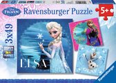 Dit is een foto van het spel Elsa, Anna & Olaf - 3x49 stukjes te koop bij Speldorado Spellenwinkel Delft