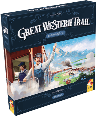 Dit is een foto van het spel Great Western Trail Rails to the North 2nd ed. EN te koop bij Speldorado Spellenwinkel Delft