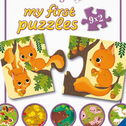 Dit is een foto van het spel Dieren en hun kleintjes - My first puzzles (9 x 2 stukjes) te koop bij Speldorado Spellenwinkel Delft