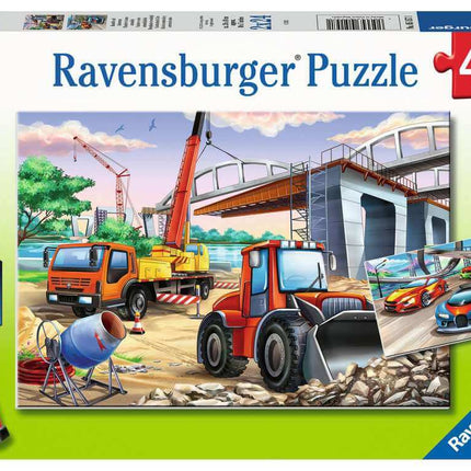 Dit is een foto van het spel Bouwplaats En Wedstrijd twee puzzels te koop bij Speldorado Spellenwinkel Delft