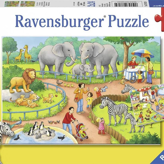Dit is een foto van het spel Een dag in de dierentuin - 2x24 stukjes te koop bij Speldorado Spellenwinkel Delft