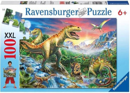 Dit is een foto van het spel Bij de dinosaurussen - 100 XXL te koop bij Speldorado Spellenwinkel Delft