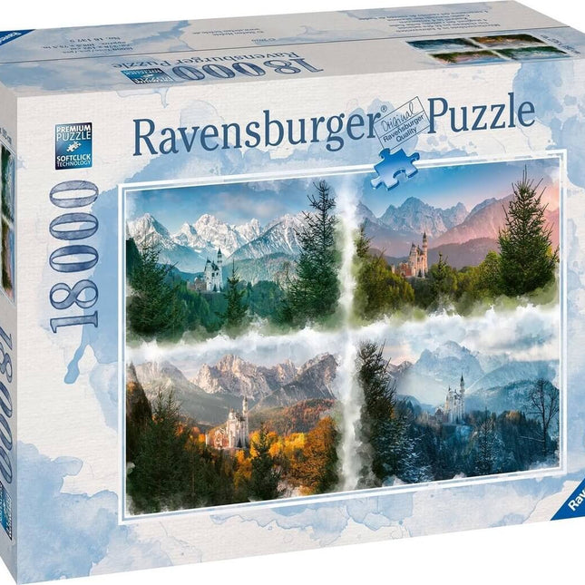 Dit is een foto van het spel Slot Neuschwanstein in 4 seizoenen - 18.000 stukjes te koop bij Speldorado Spellenwinkel Delft
