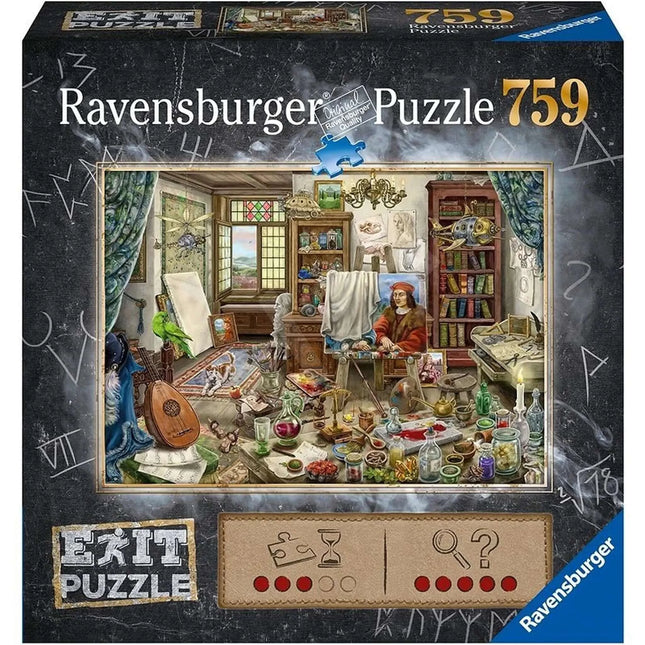 Dit is een foto van het spel ESCAPE Da Vinci (artists workshop) 759 pcs. - Escape the room puzzels 759 stukjes te koop bij Speldorado Spellenwinkel Delft