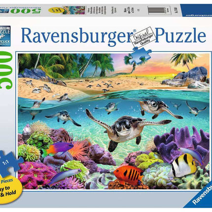 Dit is een foto van het spel Baby zeeschildpadden - 500 stukjes (extra groot) te koop bij Speldorado Spellenwinkel Delft