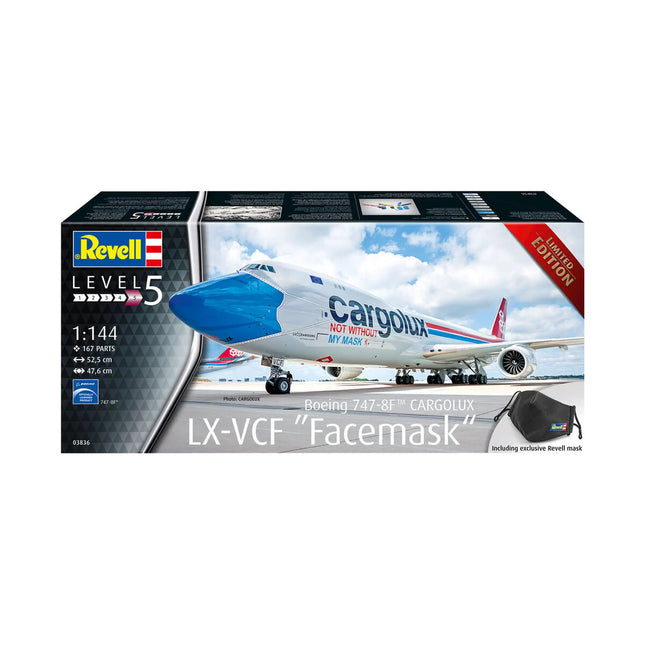 Dit is een foto van het spel Boeing 747-8F Cargolux Lx-Vcf Facemask te koop bij Speldorado Spellenwinkel Delft