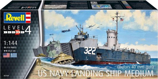 Dit is een foto van het spel Us Navy Landing Ship Medium (Bofors 40Mm Gun) - 5169 te koop bij Speldorado Spellenwinkel Delft
