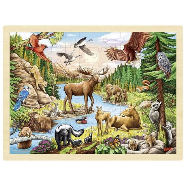 Houten Inlegpuzzel Noordamerikaanse Dieren96 Stukjes, 57409 van Gollnest & Kiesel te koop bij Speldorado !