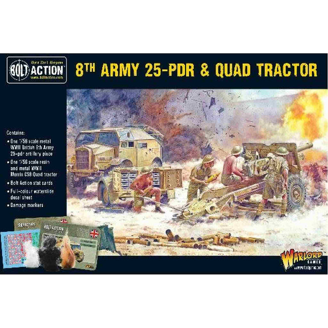 Dit is een foto van het spel 8th Army 25 Pounder Light Artillery, Quad Tractor & Limber te koop bij Speldorado Spellenwinkel Delft