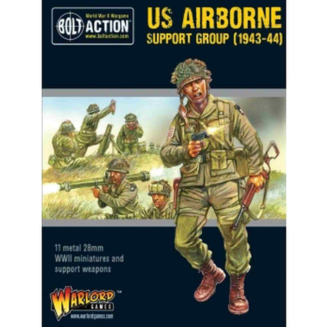 US Airborne Support Group (1943-44) (HQ, Mortar & MMG) voor Bolt Action - amerikanen infantry schaal 1:58 miniatuur