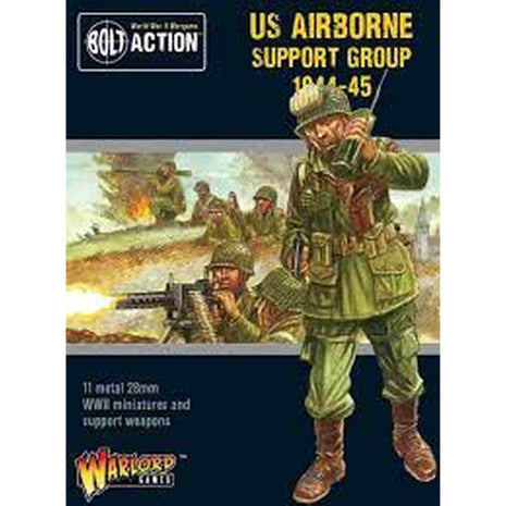 US Airborne Support Group (1944-45) (HQ, Mortar & MMG) voor Bolt Action - amerikanen infantry schaal 1:58 miniatuur