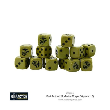 US Marine Corps D6 Dice (16) voor Bolt Action - amerikanen generic schaal 1:58 miniatuur