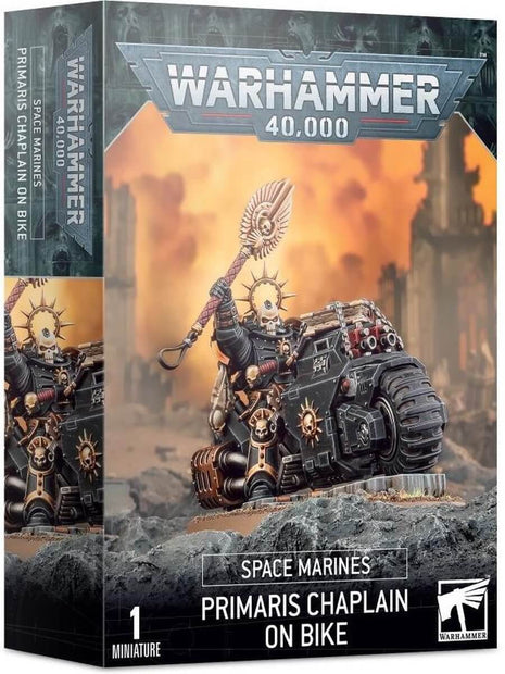 Dit is een afbeelding van het miniatuur Primaris Chaplain On Bike - Space Marines voor het spel Warhammer, te koop bij Tabletop Miniature Wargames spellenwinkel Speldorado in delft
