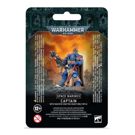 Dit is een afbeelding van het miniatuur Captain with Master-Crafted Bolt Rifle - Space Marines voor het spel Warhammer, te koop bij Tabletop Miniature Wargames spellenwinkel Speldorado in delft