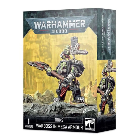 Dit is een afbeelding van het miniatuur Ork Warboss In Mega Armour - Orks voor het spel Warhammer, te koop bij Tabletop Miniature Wargames spellenwinkel Speldorado in delft