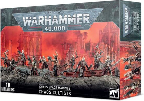 Dit is een afbeelding van het miniatuur Chaos Cultists - Chaos Space Marines voor het spel Warhammer, te koop bij Tabletop Miniature Wargames spellenwinkel Speldorado in delft