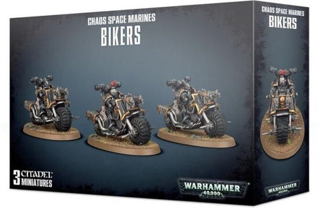 Dit is een afbeelding van het miniatuur Chaos Bikers - Chaos Space Marines voor het spel Warhammer, te koop bij Tabletop Miniature Wargames spellenwinkel Speldorado in delft