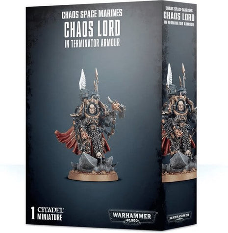 Dit is een afbeelding van het miniatuur Lord In Terminator Armour - Chaos Space Marines voor het spel Warhammer, te koop bij Tabletop Miniature Wargames spellenwinkel Speldorado in delft