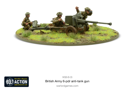 British Army 6 Pounder Anti Tank Gun voor Bolt Action - engelsen artillery schaal 1:58 miniatuur