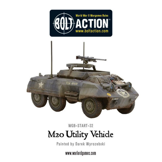 Dit is een foto van het spel Us Armoured Car Squadron (3 M8/M20 Greyhound Scout Cars) - Bolt Action te koop bij Speldorado Spellenwinkel Delft