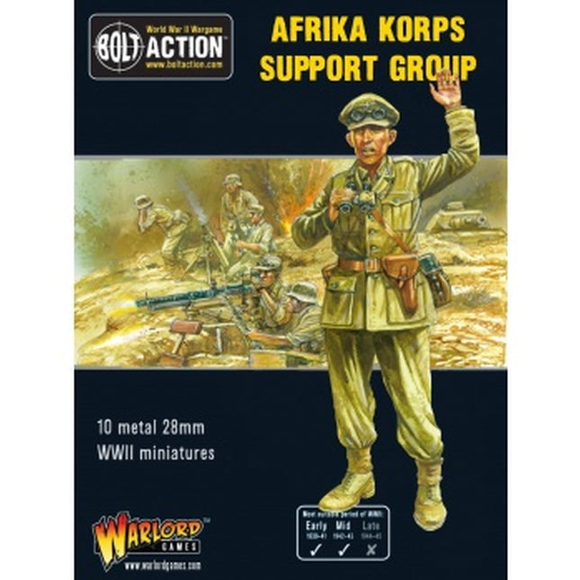 Dit is een foto van het spel Afrika Korps Support Group (HQ, Mortar & MMG) te koop bij Speldorado Spellenwinkel Delft