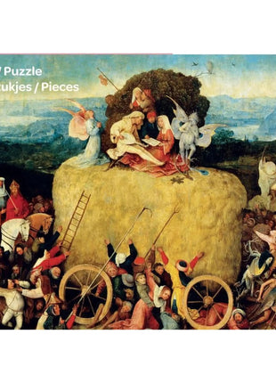 Dit is een foto van het spel De Hooiwagen Jheronimus Bosch te koop bij Speldorado Spellenwinkel Delft