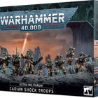 Dit is een afbeelding van het miniatuur Cadian Shock Troops - Astra Militarum voor het spel Warhammer, te koop bij Tabletop Miniature Wargames spellenwinkel Speldorado in delft