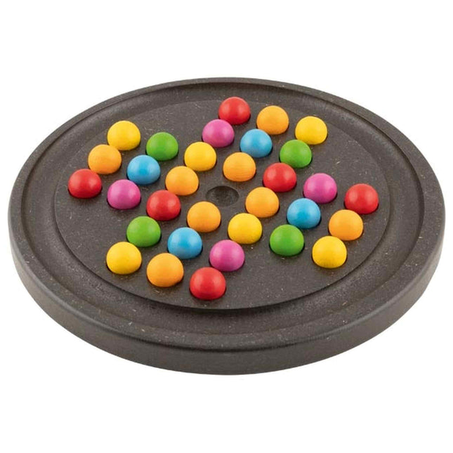 Dit is een foto van het spel Solitair Gekleurd Op Zwart (Hout) te koop bij Speldorado Spellenwinkel Delft