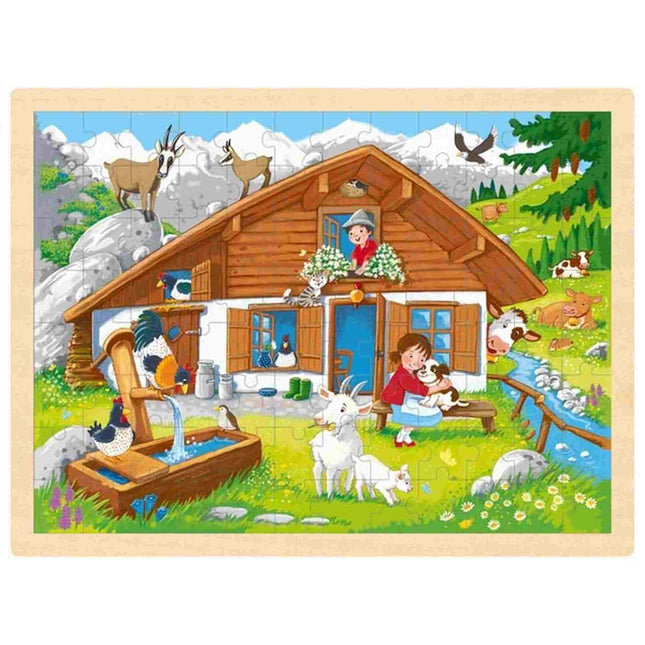 Houten Inlegpuzzel, Alpen Dieren, 96 Stukjes, 57381 van Gollnest & Kiesel te koop bij Speldorado !