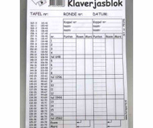 Klaverjas scoreblok met speelkaarten - senior - A5 - 50 vellen - klaverjassen spel - Voordeel deals 21 - warenhuis