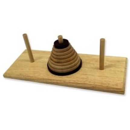 Dit is een foto van het spel Toren Van Hanoi Rubberwood 9 Discs te koop bij Speldorado Spellenwinkel Delft