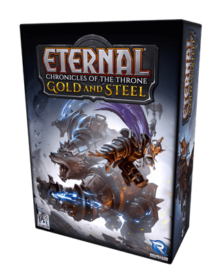Dit is een foto van het spel Eternal Chronicles Of The Throne Gold And Steel te koop bij Speldorado Spellenwinkel Delft