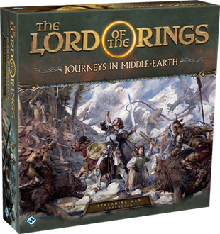 Dit is een foto van het spel LotR Journeys in Middle Earth Spreading War Exp EN te koop bij Speldorado Spellenwinkel Delft