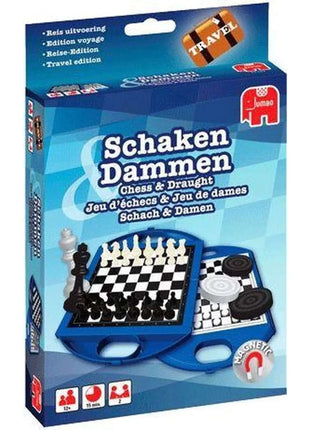 Dit is een foto van het spel Schaken & Dammen Compact te koop bij Speldorado Spellenwinkel Delft