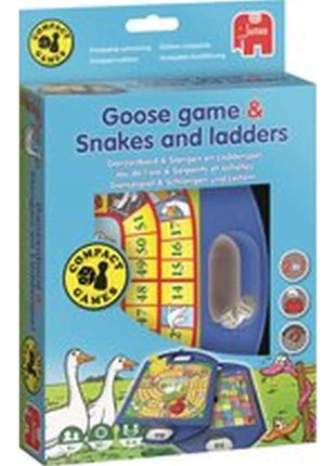 Dit is een foto van het spel Ganzenbord & Slangen En Ladders Compact te koop bij Speldorado Spellenwinkel Delft