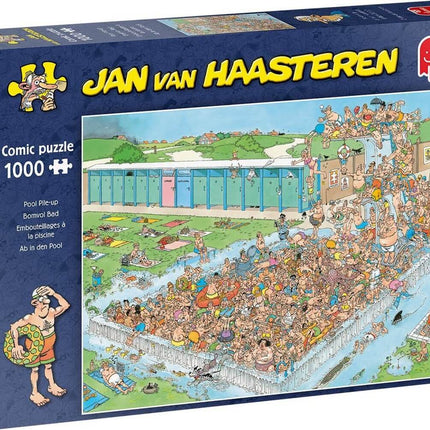 Dit is een foto van het spel Bomvol bad - 1000 Stukjes- Jan van Haasteren te koop bij Speldorado Spellenwinkel Delft