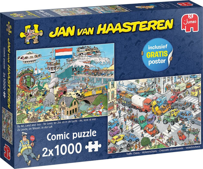 Jan van Haasteren Verkeerschaos & Ter Land, Ter Zee En In De Lucht , 2x1000 stukjes, 20073 van Jumbo te koop bij Speldorado !