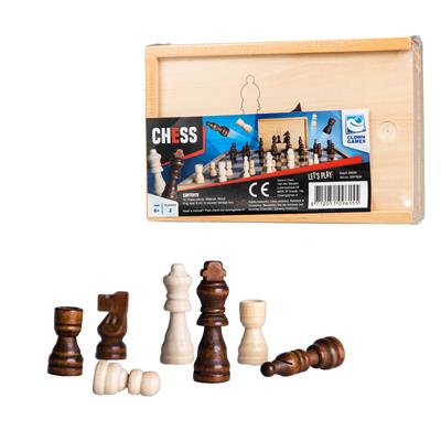 Dit is een foto van het spel Schaakstukken Hout te koop bij Speldorado Spellenwinkel Delft