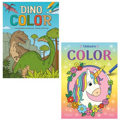 Deltas Color Kleurblok Unicorn En Dino 2Ass