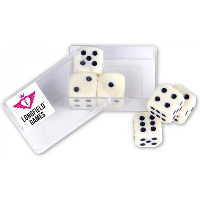 Dit is een foto van het spel Dobbelsteen Set D6 16Mm 6 stuks In Doosje te koop bij Speldorado Spellenwinkel Delft